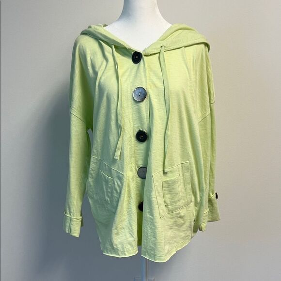 Neon Buddha Yellow/Green Hooded Button Shirt M - Picture 1 of 5